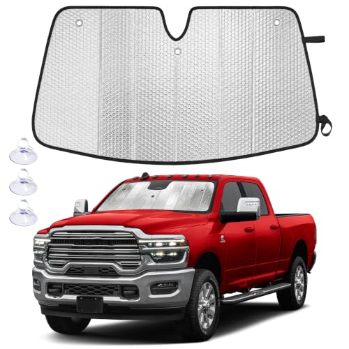 Image of EcoNour Foldable Sun Shade Fit for Dodge Ram 2500 2010-2024 2025 2026 | Accordion Windshield Sun Shade, Front Car Window Shades Sun Visor, Blocks UV Rays & Heat, Car Accessories