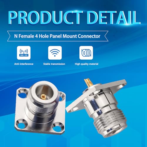 Conector N Femenino 4 Orificios Panel Montaje Pack 2 miniatura 3