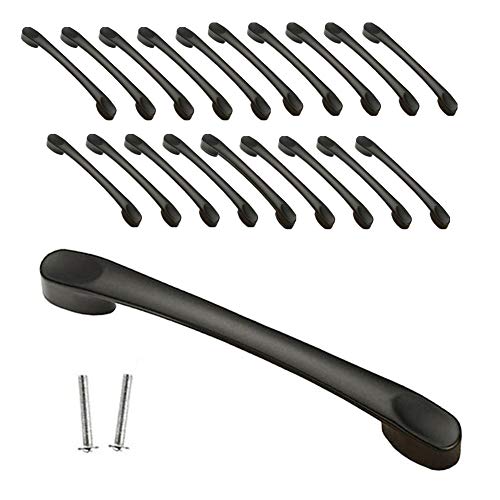 20 tiradores de tirador para puerta de cocina, armario, cajón, dormitorio, muebles, mangos, negro, 128mm Cover