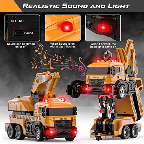 Fuwidvia Rc Excavators Transform Remote Control Truck, Rc Truck With Movable Digging Arm And Lights&Sound, Excavator Toy Transformer Toys For 4 5 6 7 8 Year Old Kids Toddlers Boys Girls #TOP2