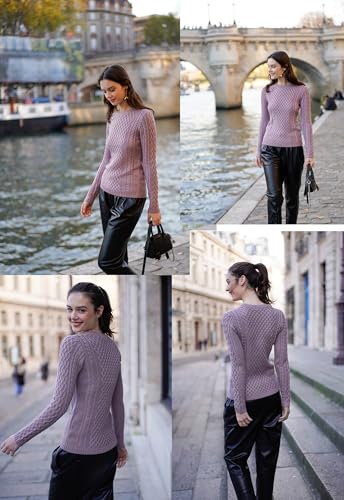 Image of v28 Women Crew Neck Knit Stretchable Elasticity Long Sleeve Sweater Jumper Pullover
