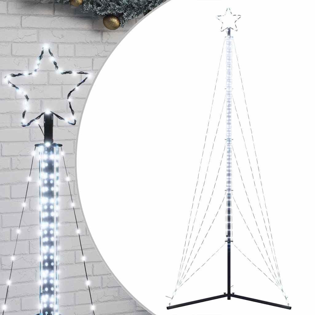 Choinka LED zimna biel, 302 cm, 525 diod LED, 8 efektów świetlnych, IP44, do użytku wewnątrz i na zewnątrz, z gwiazdą