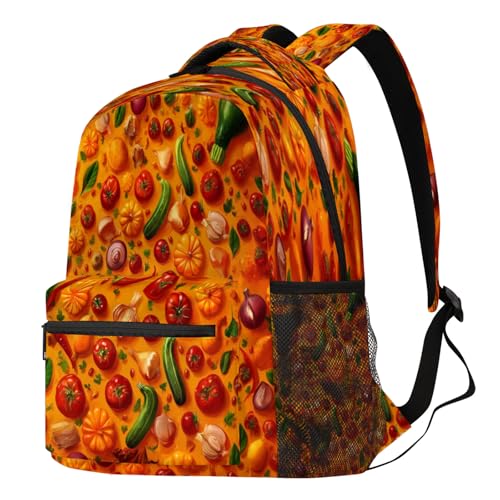 Grand sac à dos d'école imprimé légumes format L pour voyage