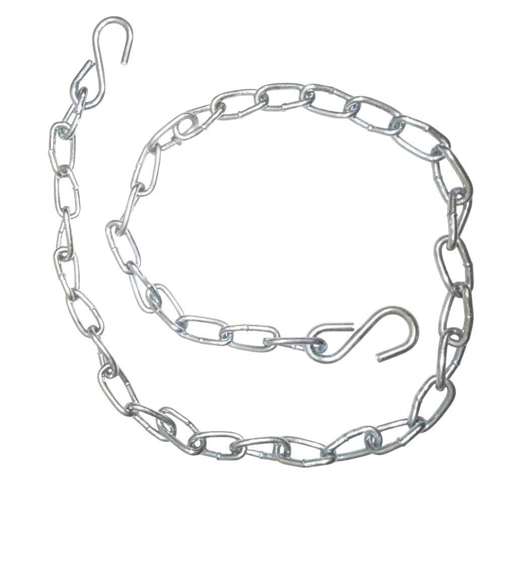 D R Traders Heavy Duty Stainless Steel 3 Feet Long Hanging Swing Chain with 2 S Hooks, Weight Capacity Up to 150 Kgs, Silver-image-33