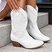KAJXZ Women's Western Cowgirl Boots Fashion Side Mesh Hollow Out Knee High Boots Casual Ankle High Chunky Pump Heel Tall Booties Winter Pointed Toe Booties