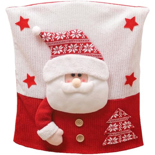 Housse de chaise de Noël élan et motif Père Noël pour repas de fête - 2