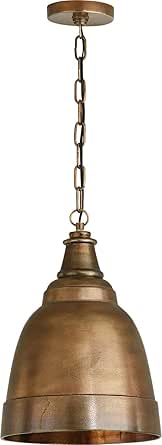 Capital Lighting 330310XB Sedona Handcrafted Sand-Cast Aluminum Artisan Metal Dome Pendant, 1-Light 100 Watts, 17" H x 12" W, Oxidized Brass