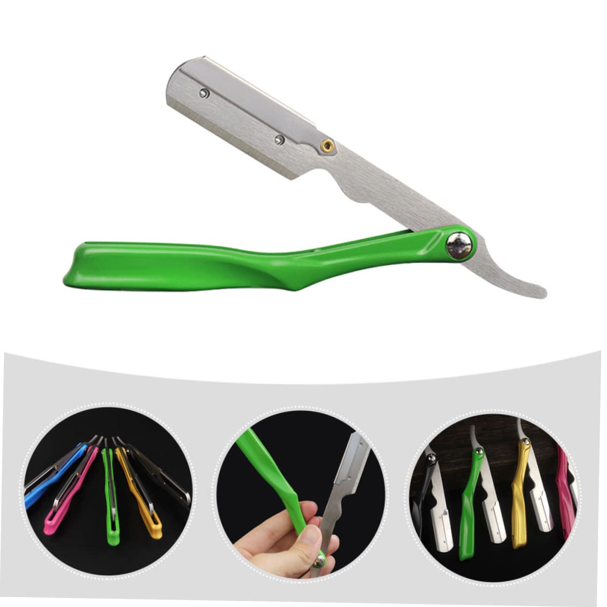 Baluue 2pcs Men's Barber Razor Supply Stainless Steel Blade Holder Professional Shaving Kit