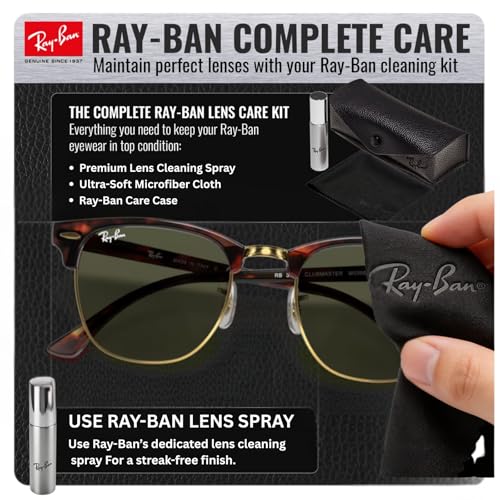 Image of Ray-Ban RB3016 CLUBMASTER CLASSIC Square Shaped Sunglasses for Men & Women with Official RAYBAN Eyewear Kit