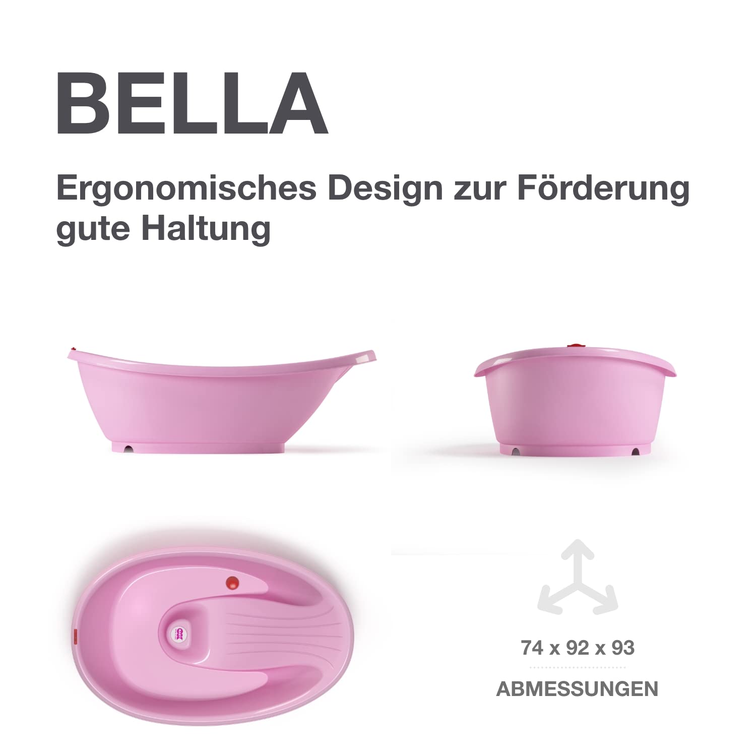 OKBABY Bella Kit mit Halterung, gemütliche Badewanne für Neugeborene und Babys von 0-12 Monate - Pink