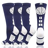 Londkaron Elite Basketball Socks with Basketball Logo, 2 Pairs of Soft & Light Athletic Crew Socks (