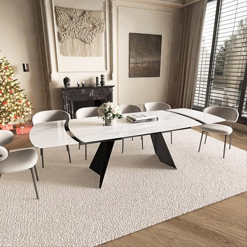 Expandable Dining Table 65-95" Sintered Stone, Seats 6-12