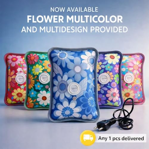 Image of electric hot water bag for pain relief | heating pad for periods cramps, back, knee & full body pain relief | electric heating bag, hot pack, warmer bag, hot bag, heat pad, heat bag| fast heating, leak proof, reusable (color and design as per availability)-01