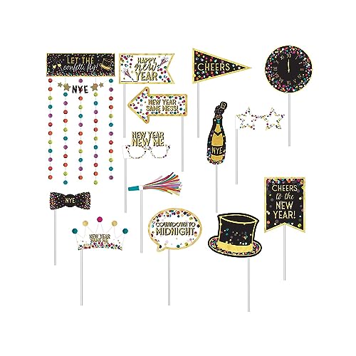 Kit accessoires photomaton confettis Nouvel An amscan 671228 pour déco de fête