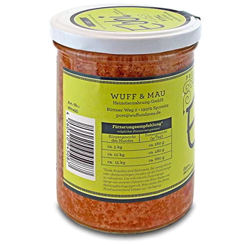 Bio Hundefutter Vital/Ebbi mit Geflügelfleisch, Hähnchenherzen, Steckrüben und Kartoffeln Inhalt: 400g Hundenahrung im wiederverschließbarem Glas (2 x 400g)
