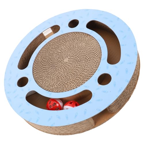 LIOOBO 猫の爪とぎ 便利なスクラッチボード 猫のスクラッチャーのおもちゃ 犬のスクラッチボード 猫ひっかき木 ベル エスケープ フロアサプライ 猫引っ掻き 段ボール Sky-blue