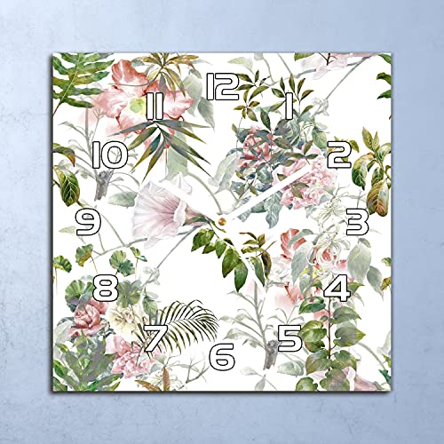 Horloge murale verre Coloray fleur délicat pastel