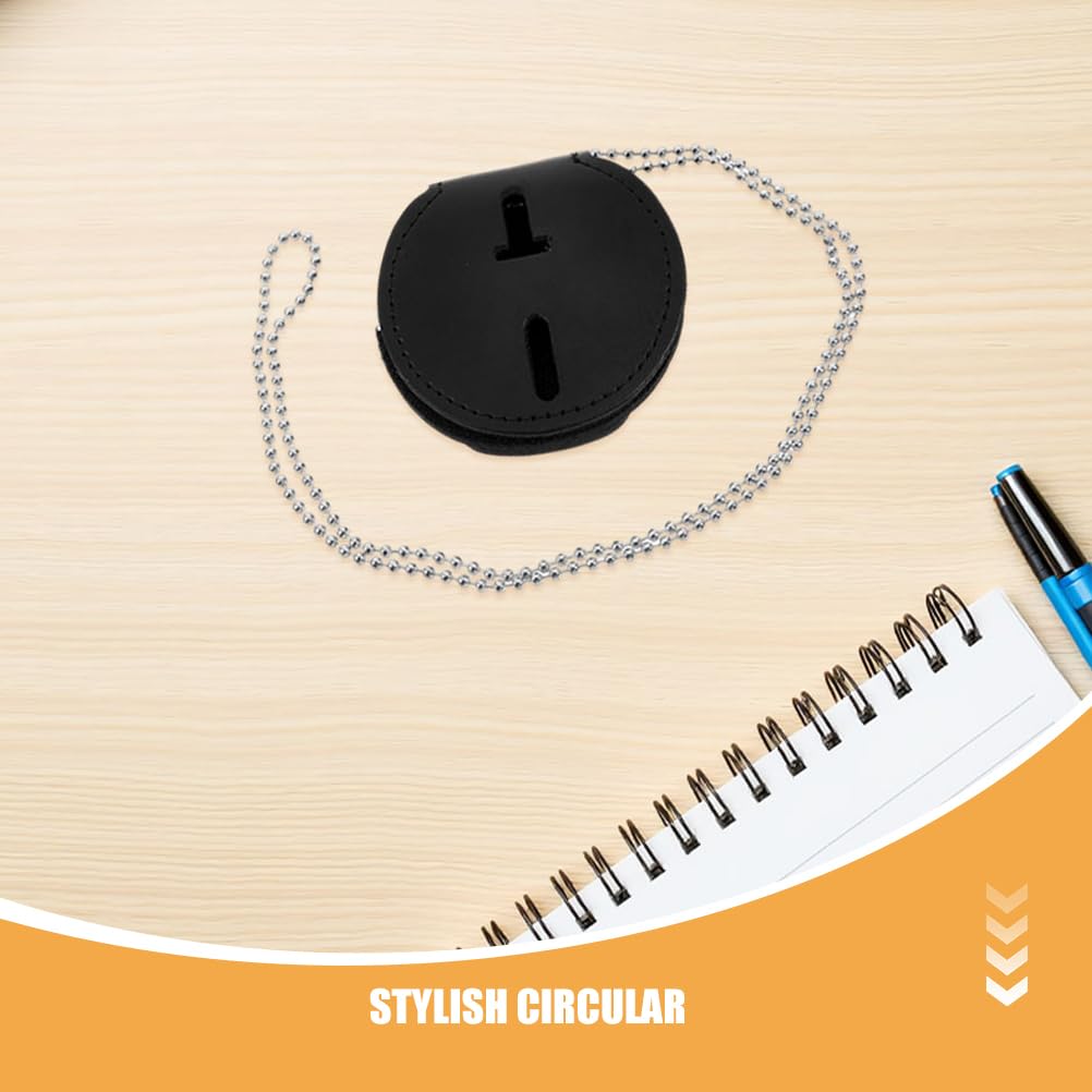 Porta Badge in Pu Nero con Clip in Lega di Alluminio 7 Pezzi