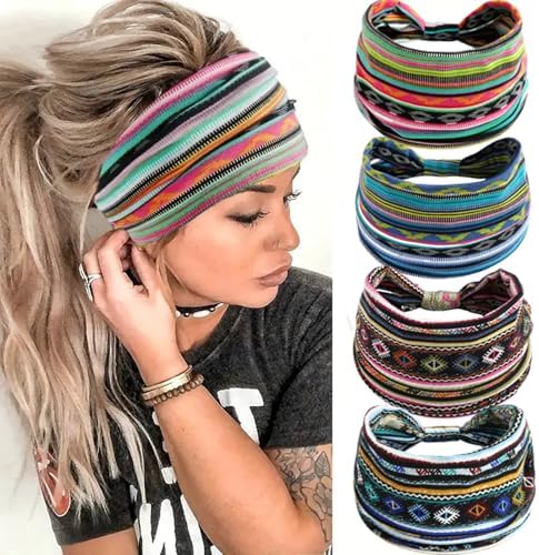 Dalrosia 6pcs Wide Boho Headband for Women Extra Large Turban Elastic Non-Slip Headbands Hairband Accessories for Yoga, Women's, Size: XL, A-MIX Color