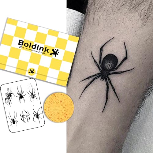 Spider Semi Permanent Tattoo for Hand Arm Waterproof Realistic Fake Tattoo