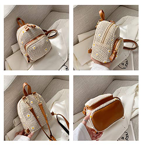 Zaino per borsa da spiaggia in paglia per donna borsa a tracolla in rattan intrecciato a mano