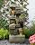EKRISON 41.7" Outdoor Water Fountains 3 Tier Modern Floor-Standing Fountain with LED Lights and Pump Outdoor Rock Waterfall Fountain for Garden, Yard, Porch, Patio, Home Decor, Yellow