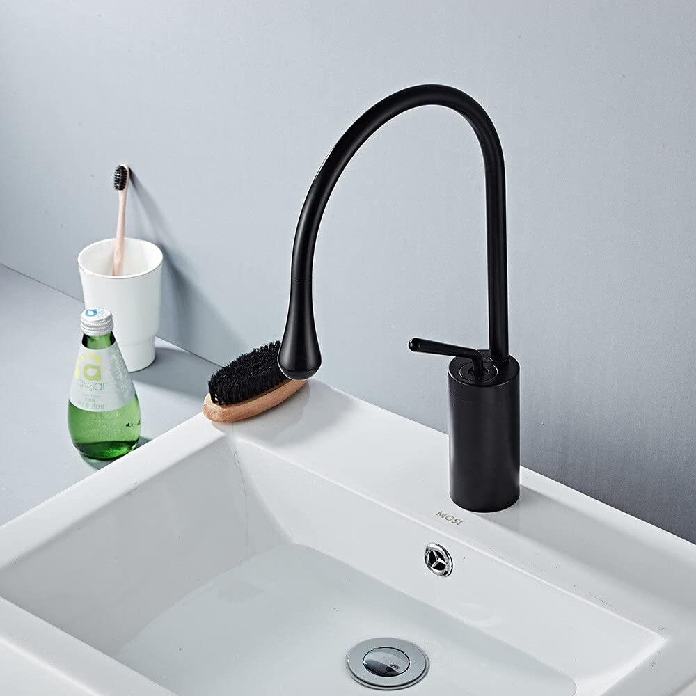 Mitigeur de lavabo avec bec rotatif 360 en laiton robuste pour eau chaude et froide
