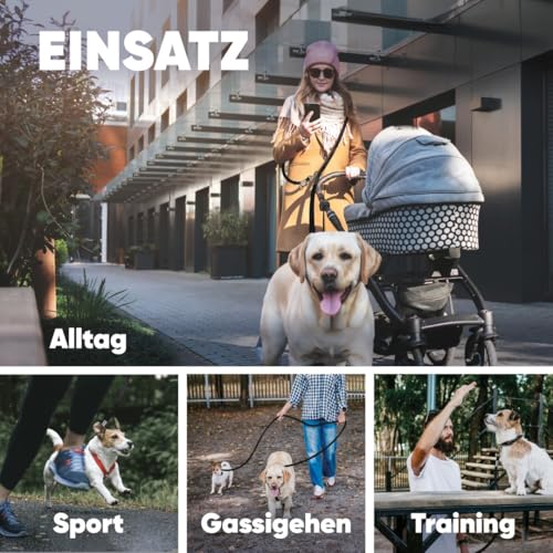 PAROWAU Hundeleine 3m [4-Fach verstellbar] + Hundespielzeug Ball [Zahnpflege Hund] Leine Hund Hundezubehör Hundeleine für große Hunde Hundespielzeug Intelligenz Hundespielzeug unzerstörbar (schwarz)