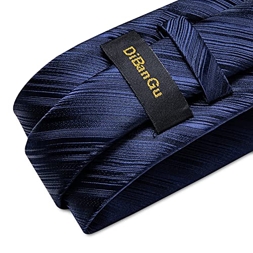Image of DiBanGu Mens Silk Necktie Solid Color Tie and Pocket Square Cufflink Tie Clip Set Woven Plain Ties for Men Wedding Party
