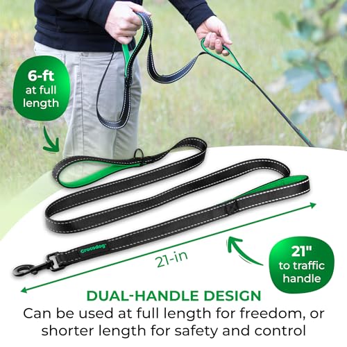 6 Foot Long Dog Leash with 2 Padded Handles – for Large and Medium Dogs – Walking Lead with Reflective Stitching and Traffic Handle for Control and Flexibility – Black 6 Foot Long Dog Leash with 2 Padded Handles – for Large and Medium Dogs – Walking Lead with Reflective Stitching and Traffic Handle for Control and Flexibility – Black