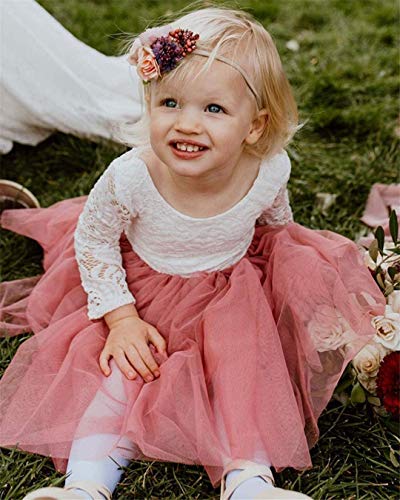 Image of Topmaker Flower Girl Dress for Toddler Baby Girls,Lace Tulle Dress for Wedding,Birthday Party,Photoshoot,Special Occasion