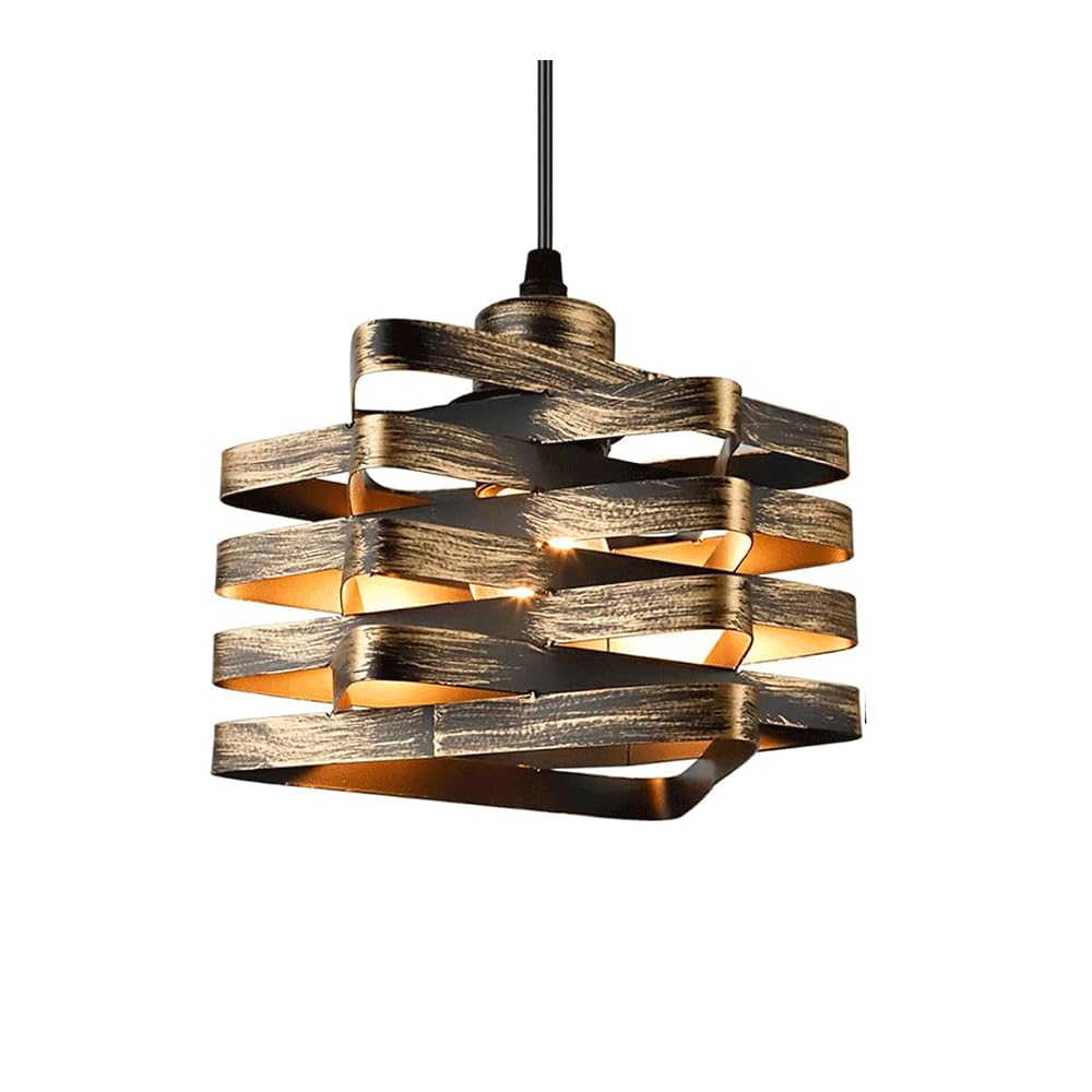 LANTANB Nordic Industrial Style Chandelier, E27 Screw Single Hanging Light, Personalized Wrought Iron Pendant Lamp Lampshade, Restaurant Bar Farmhouse Decoration Light Fixtures
