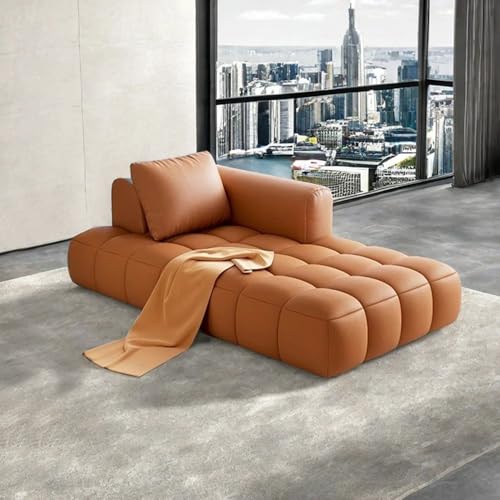 Image of LEGACY OF COMFORT Azure Solid Wood Frame Indoor Chaise Lounges Upholstered Chaise Lounge for Living Room (Left Hand Side, Orange Leatherette)