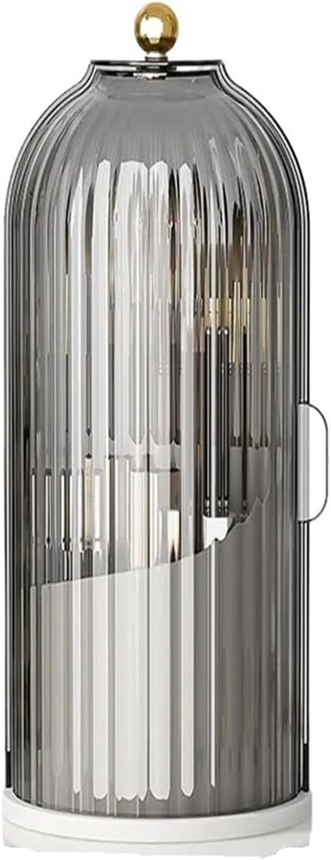 360° Rotary Makeup Brush Holder with Cover Luxury Cosmetics Lipstick Eyebrow Pencil Eye Shadow Storage Box(Black)