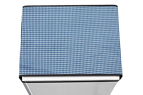 Image of Stylista Refridgerator top Cover Suitable for Samsung RT30C3442S9 /HL, 256 Liter Fridge, Dimension (WXD) 65x111 CM, Pin Check Pattern Blue