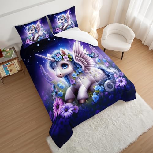 Parure de lit licorne douce pour lit double afin d'égayer les nuits