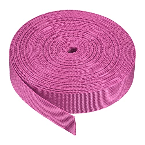 Image of MECCANIXITY Flat Nylon Webbing Strap 1 Inch 10 Yards Light Rose Red for Backpack, Luggage