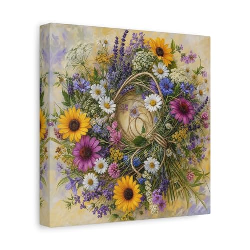 Toile florale colorée pour égayer un mur vide au-dessus du canapé