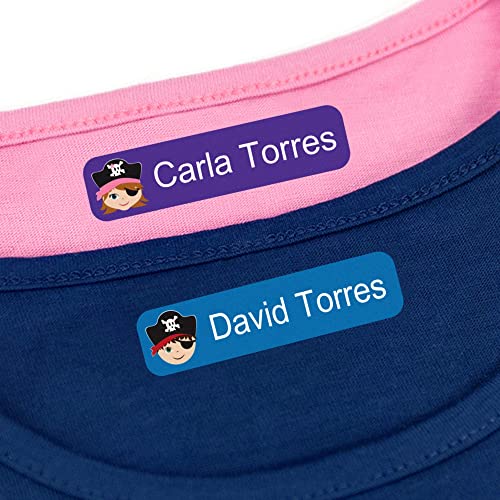 96 etiquetas para ropa personalizadas con 1 línea de texto. Ideal para marcar prendas escolares - Stikets