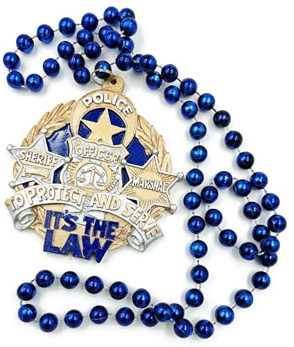 Police It's the Law Sheriff Marshal Protect & Serve Mardi Gras Bead Necklace New Orleans