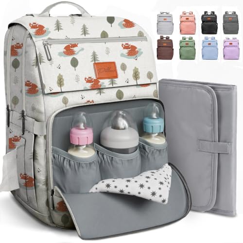 Image of PILLANI Baby Diaper Bag Backpack - Baby Bag for Boys & Girls, Toddler Backpack, Large Capacity Travel Diaper Bags w /Changing Pad, Waterproof Diaper Backpack - Best Shower Gifts for Boys - Baby Stuff