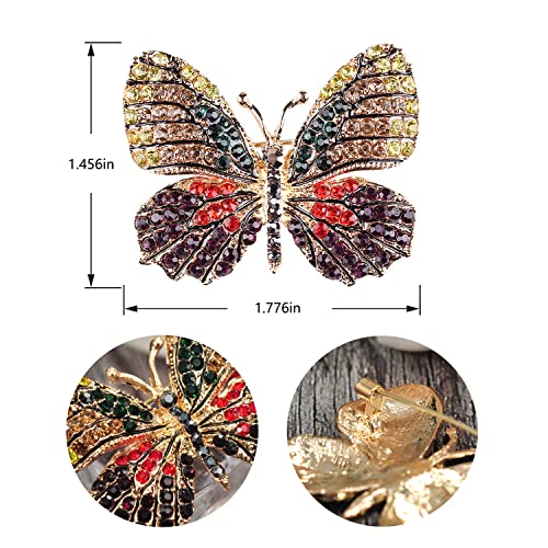 Image of Gyn&Joy Multi-Color Crystal Rhinestone Winged Butterfly Pin Brooch BZ030
