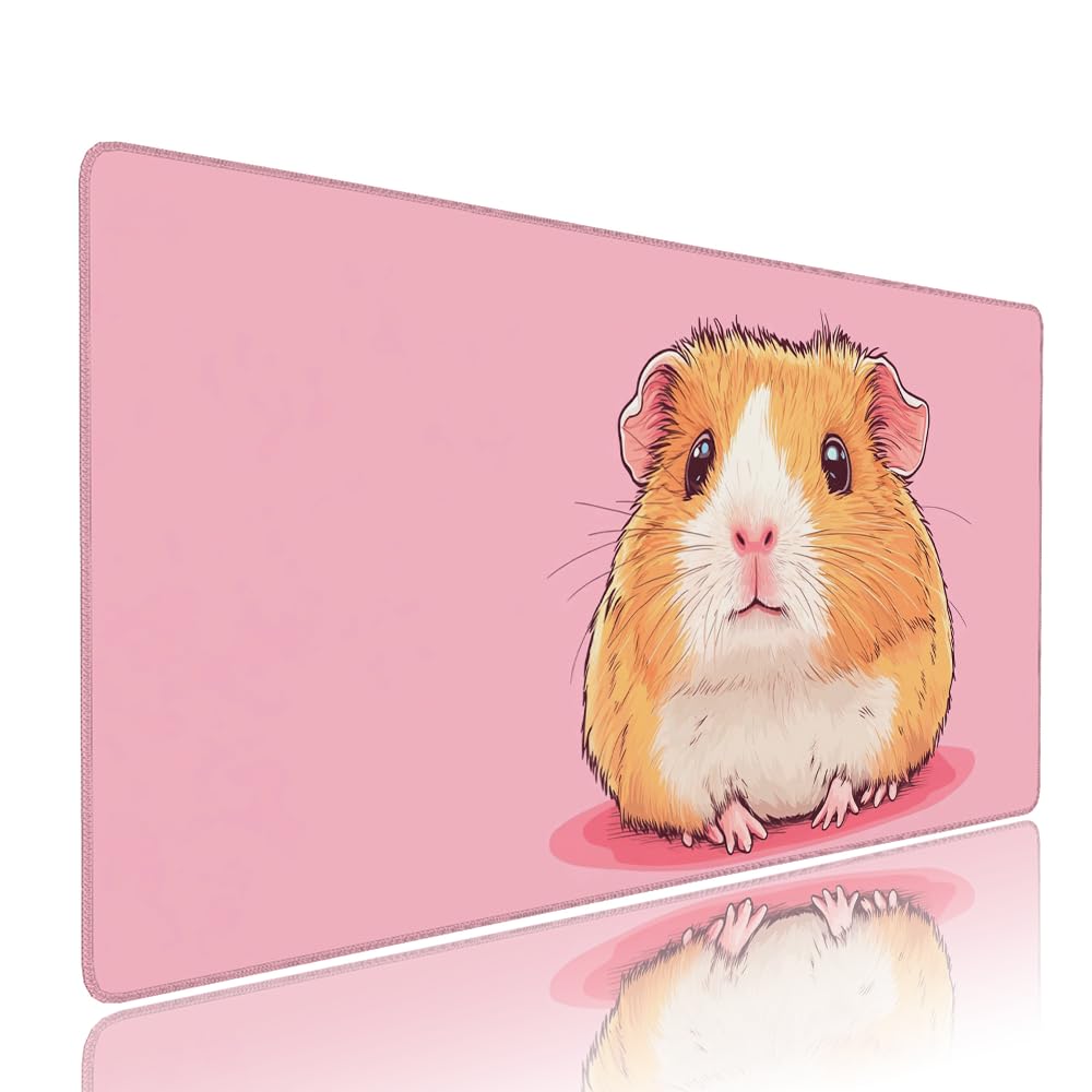 Różowa podkładka pod mysz XXL pod biurko do gier akcesoria do klawiatury podkładka pod mysz chomik rozszerzona duża mata do gier 1400 x 600 x 3 mm ochrona na biurko gumowa podstawa, przeszyte