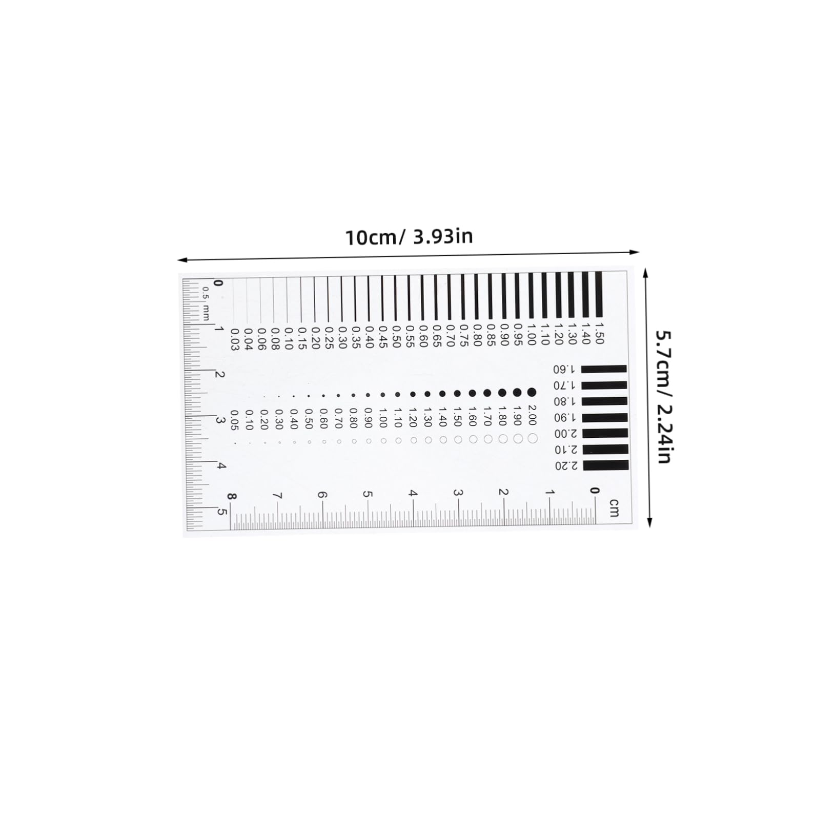 Cabilock High Precision Diameter Measurement Ruler Transparent Film Gauge Tool for Spot Line Defect Inspection for Chest Cards and Various Measurement Needs