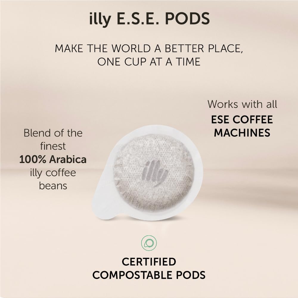 illy, Kaffee in E.S.E-Kaffeepads Geröstetes INTENSO, 100% Arabica mit Noten von Kakao und getrockneten Früchten, Voller und kräftiger Abgang, 12 Packungen mit 18 kompostierbaren Pads