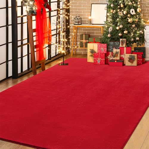 Alfombra Softlife roja antideslizante 6x9 pies suave y lavable miniatura 5