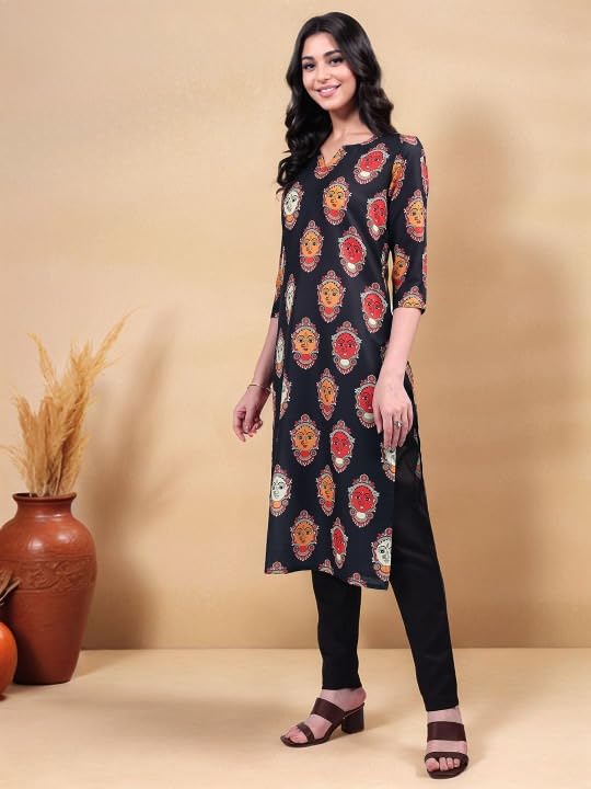 Image of MS VHCK ENTERPRISE Women Printed, Tribal, Kalamkari, Abstract Khadi Cotton Kurti.