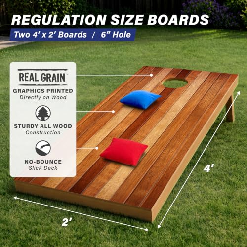 Image of GoSports 4 x 2 ft Regulation Size Wood Cornhole Boards - 10 Vintage Wood Designs (Choose Your Style)