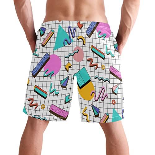 visesunny Bright 80s Checkered Pattern Men's Swim Trunks Quick Dry Bathing Suits Beach Swim Shorts2