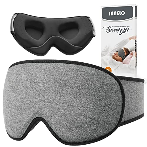 INNELO Cotton Sleep Eye Mask, Ultra Soft Skin-Friendly Natural Cotton Sleeping Eye Mask with Adjustable Strap, Comfortable Wearing, for Men,Women and Kids, for Travel, Nap Sleeping, Shift Work, Travel